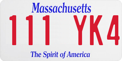 MA license plate 111YK4