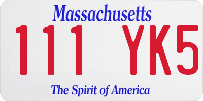 MA license plate 111YK5