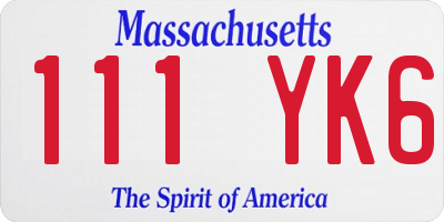 MA license plate 111YK6