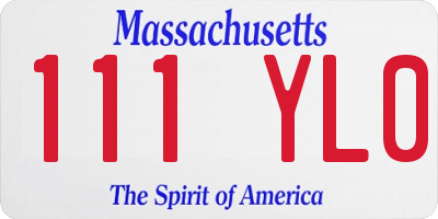 MA license plate 111YL0