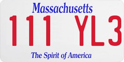 MA license plate 111YL3