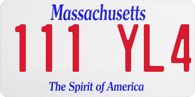 MA license plate 111YL4