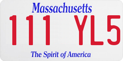 MA license plate 111YL5