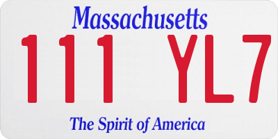 MA license plate 111YL7