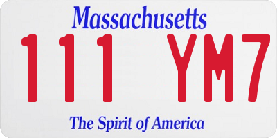 MA license plate 111YM7