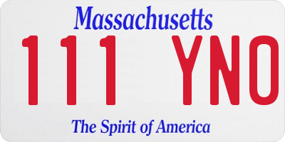 MA license plate 111YN0