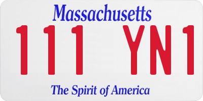 MA license plate 111YN1
