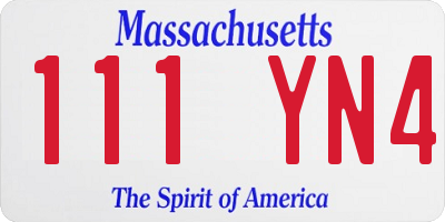 MA license plate 111YN4