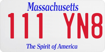 MA license plate 111YN8