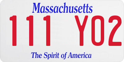 MA license plate 111YO2