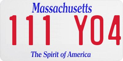 MA license plate 111YO4