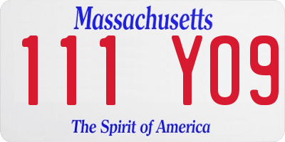MA license plate 111YO9