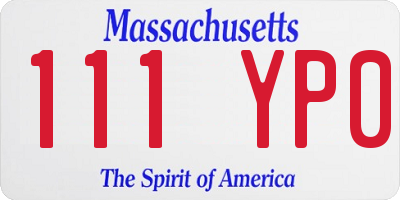 MA license plate 111YP0