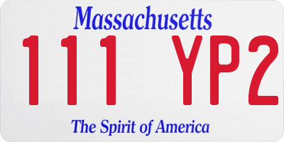 MA license plate 111YP2