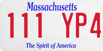 MA license plate 111YP4