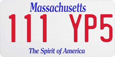 MA license plate 111YP5