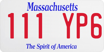 MA license plate 111YP6