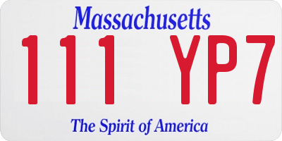 MA license plate 111YP7