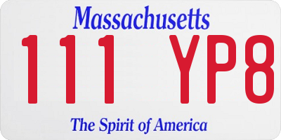MA license plate 111YP8