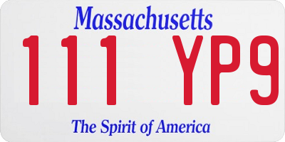 MA license plate 111YP9