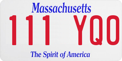 MA license plate 111YQ0
