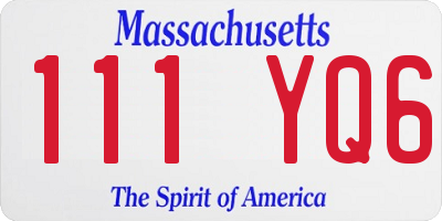 MA license plate 111YQ6