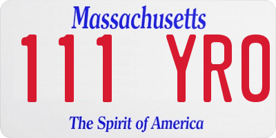 MA license plate 111YR0