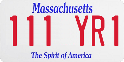 MA license plate 111YR1