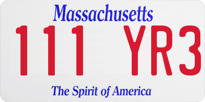 MA license plate 111YR3
