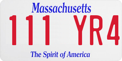 MA license plate 111YR4