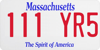 MA license plate 111YR5
