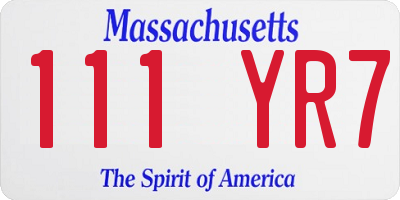 MA license plate 111YR7