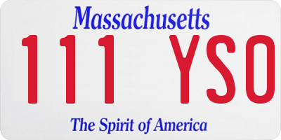 MA license plate 111YS0