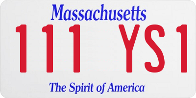 MA license plate 111YS1