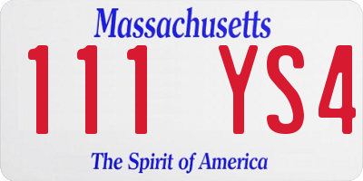 MA license plate 111YS4