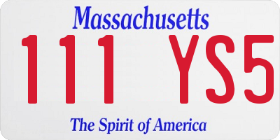 MA license plate 111YS5