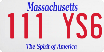 MA license plate 111YS6