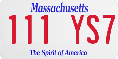 MA license plate 111YS7