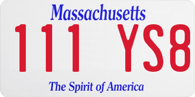 MA license plate 111YS8