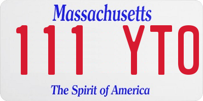 MA license plate 111YT0