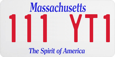 MA license plate 111YT1