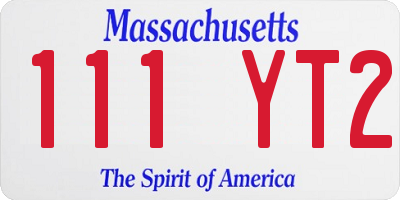 MA license plate 111YT2