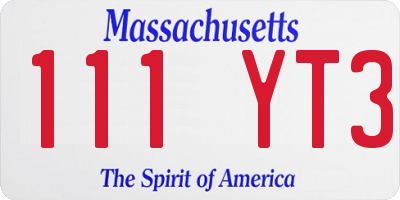 MA license plate 111YT3