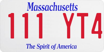 MA license plate 111YT4