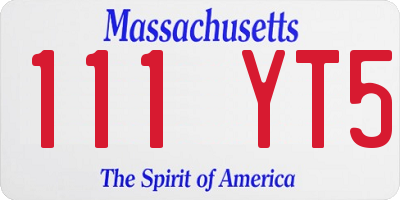 MA license plate 111YT5