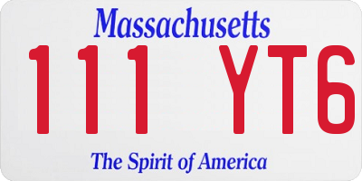 MA license plate 111YT6