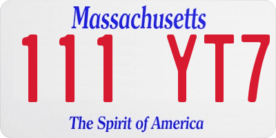 MA license plate 111YT7