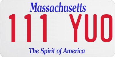 MA license plate 111YU0