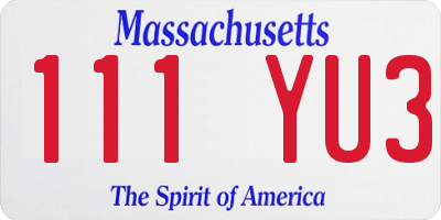 MA license plate 111YU3