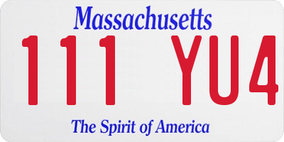 MA license plate 111YU4